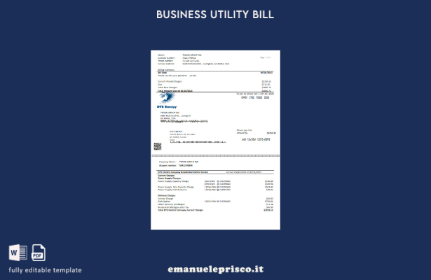 stile verificato Modello di pagina di fattura aziendale DTE Energy Utility
